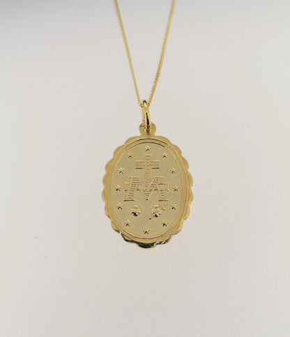 Miraculous Mary Medal pendant 14k gold