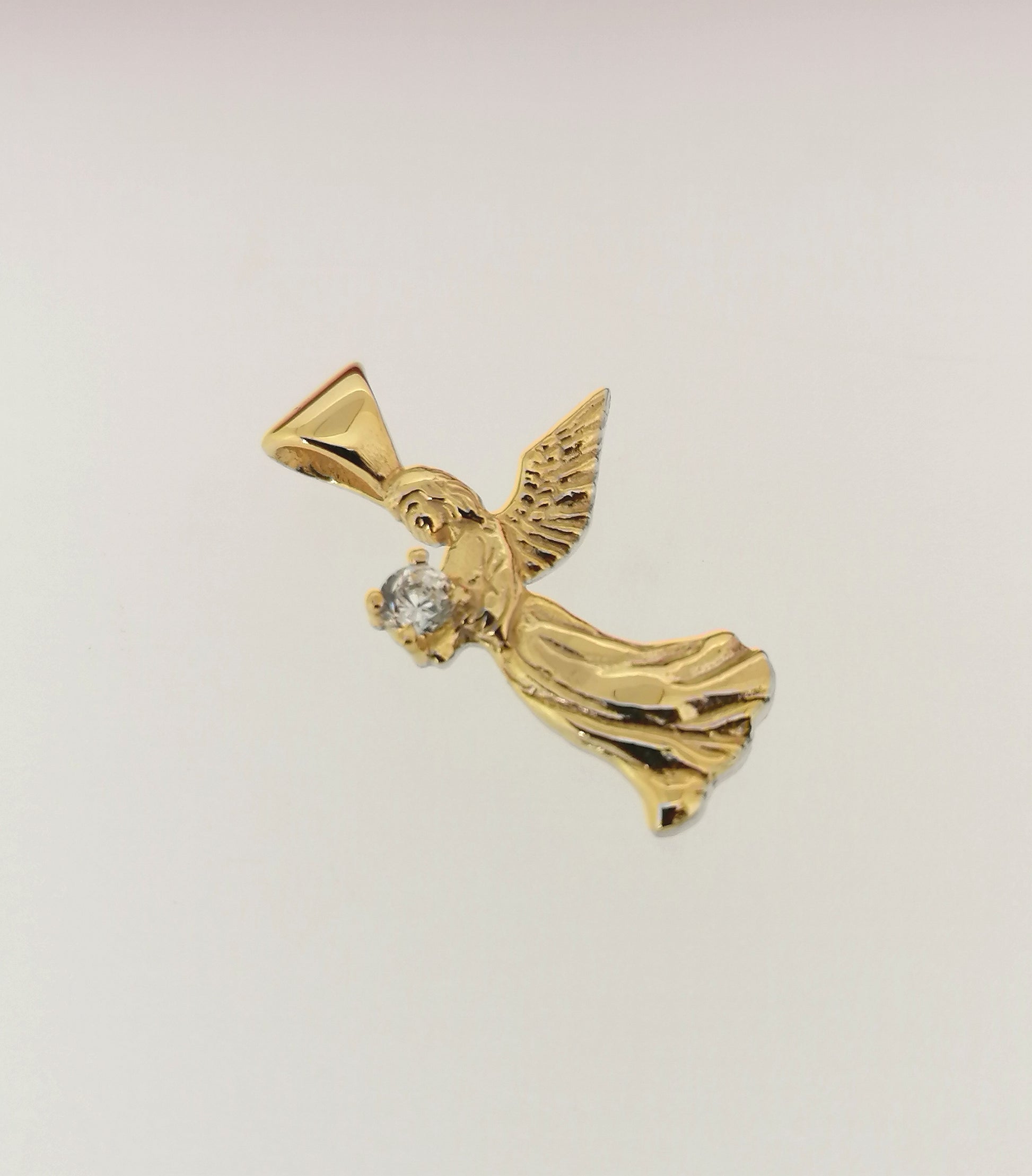 14ct yellow gold plated Angel Pendant Diamond Simulant