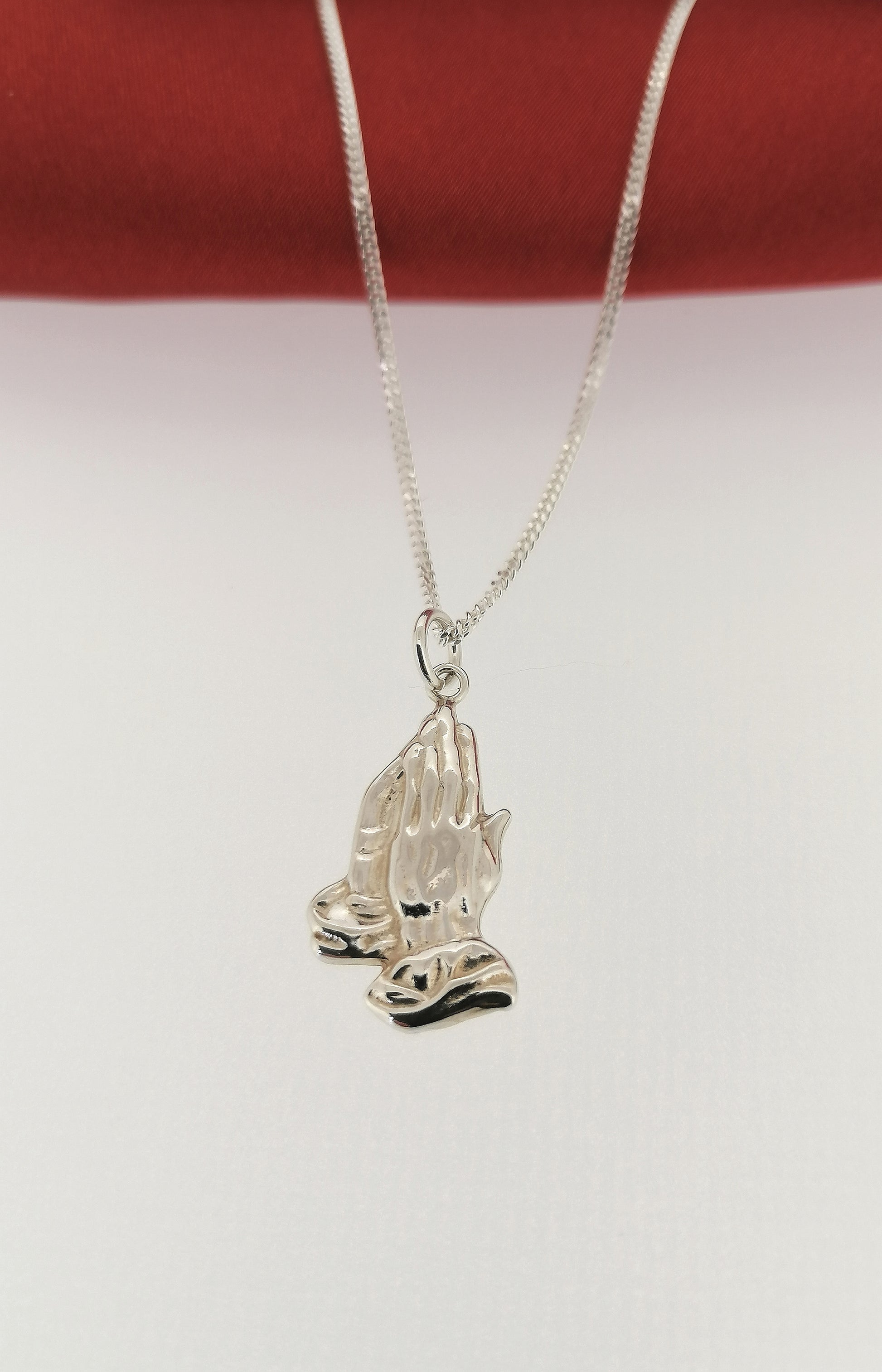Sterling Silver Prayer hands pendant necklace