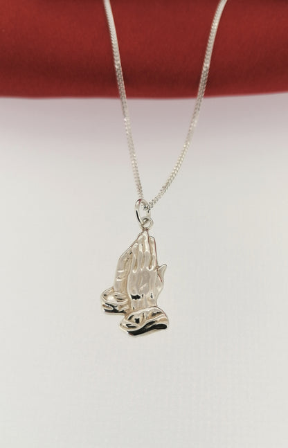 Sterling Silver Prayer hands pendant necklace