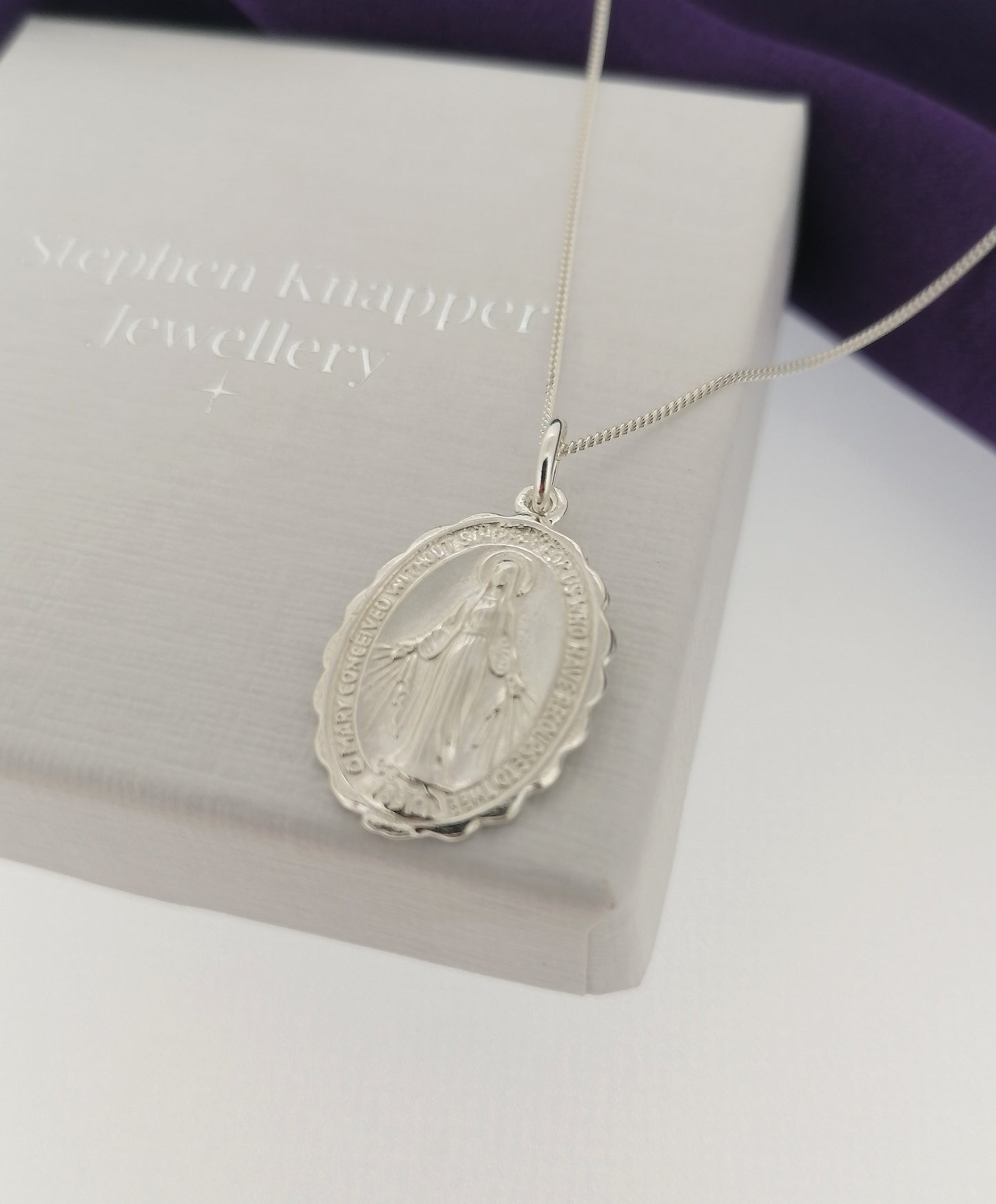 Miraculous Mary Medal Pendant Sterling Silver