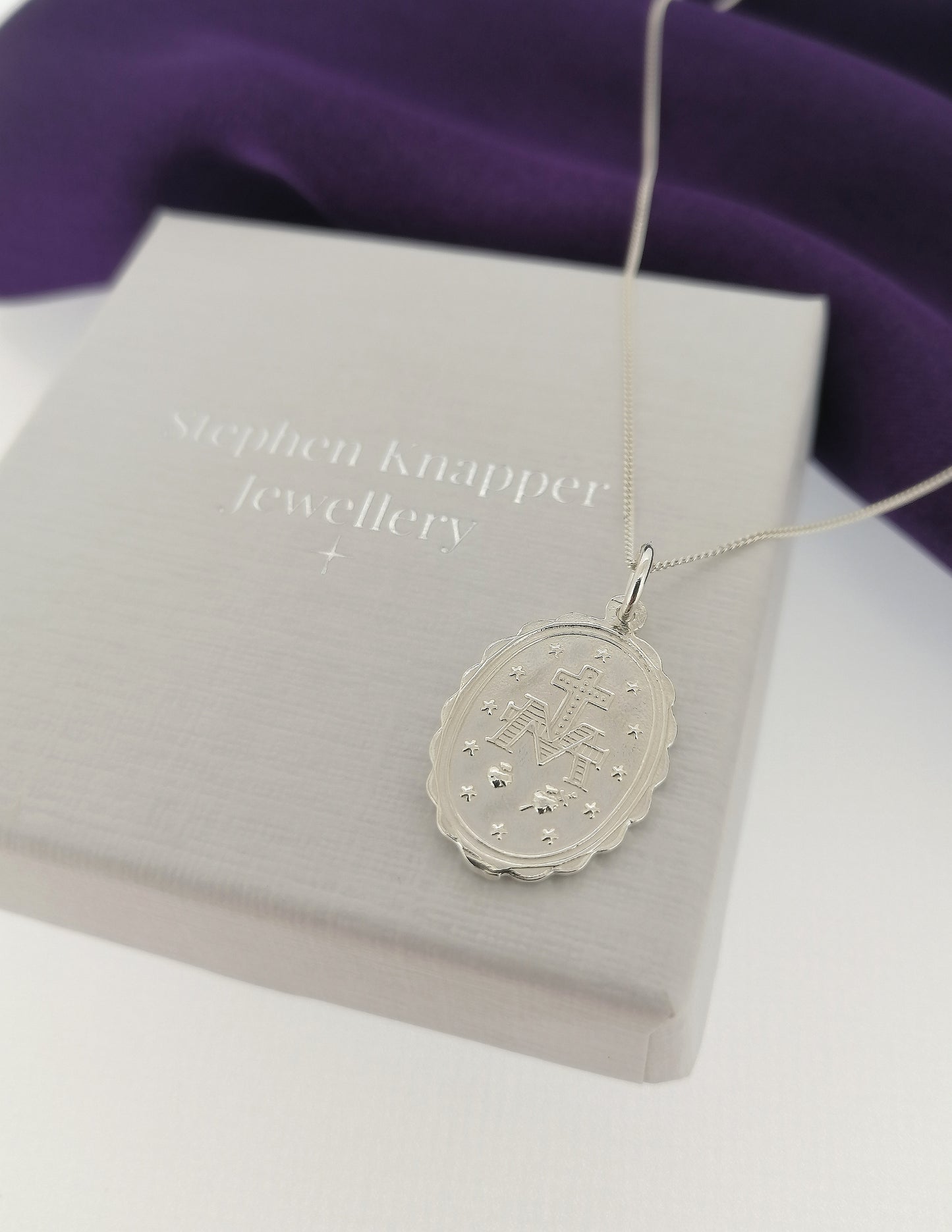 Miraculous Mary Medal Pendant Sterling Silver