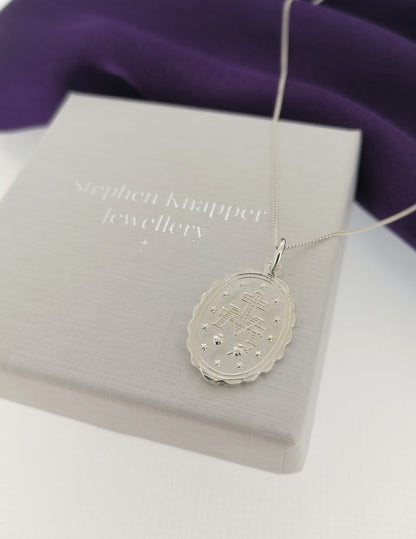 Miraculous Mary Medal Pendant Sterling Silver