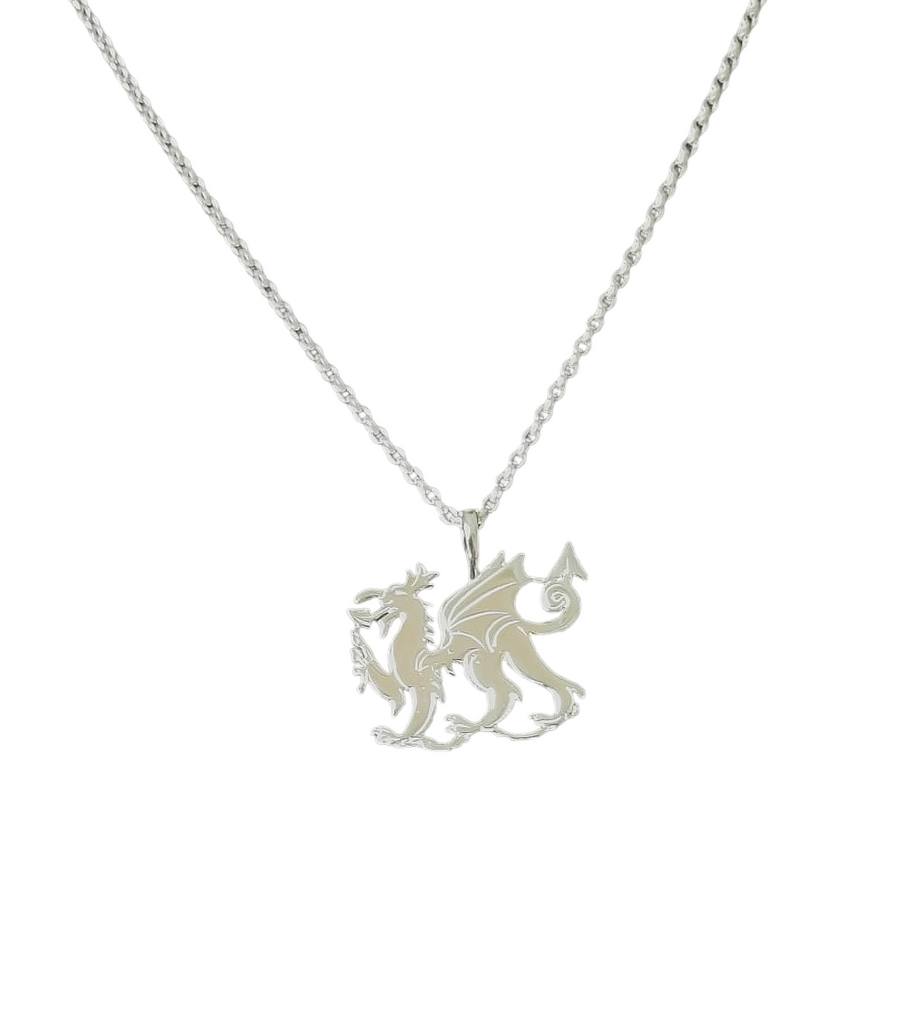Men's Welsh Dragon pendant Sterling Silver Symbol of Protection Red Dragon Wales
