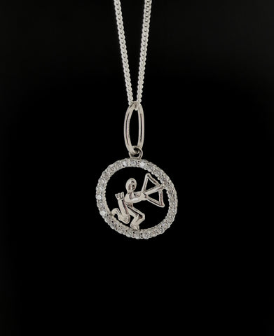 Sterling Silver Sagittarius Zodiac Star Sign Astrology Symbol Pendant Necklace January February Birthday 