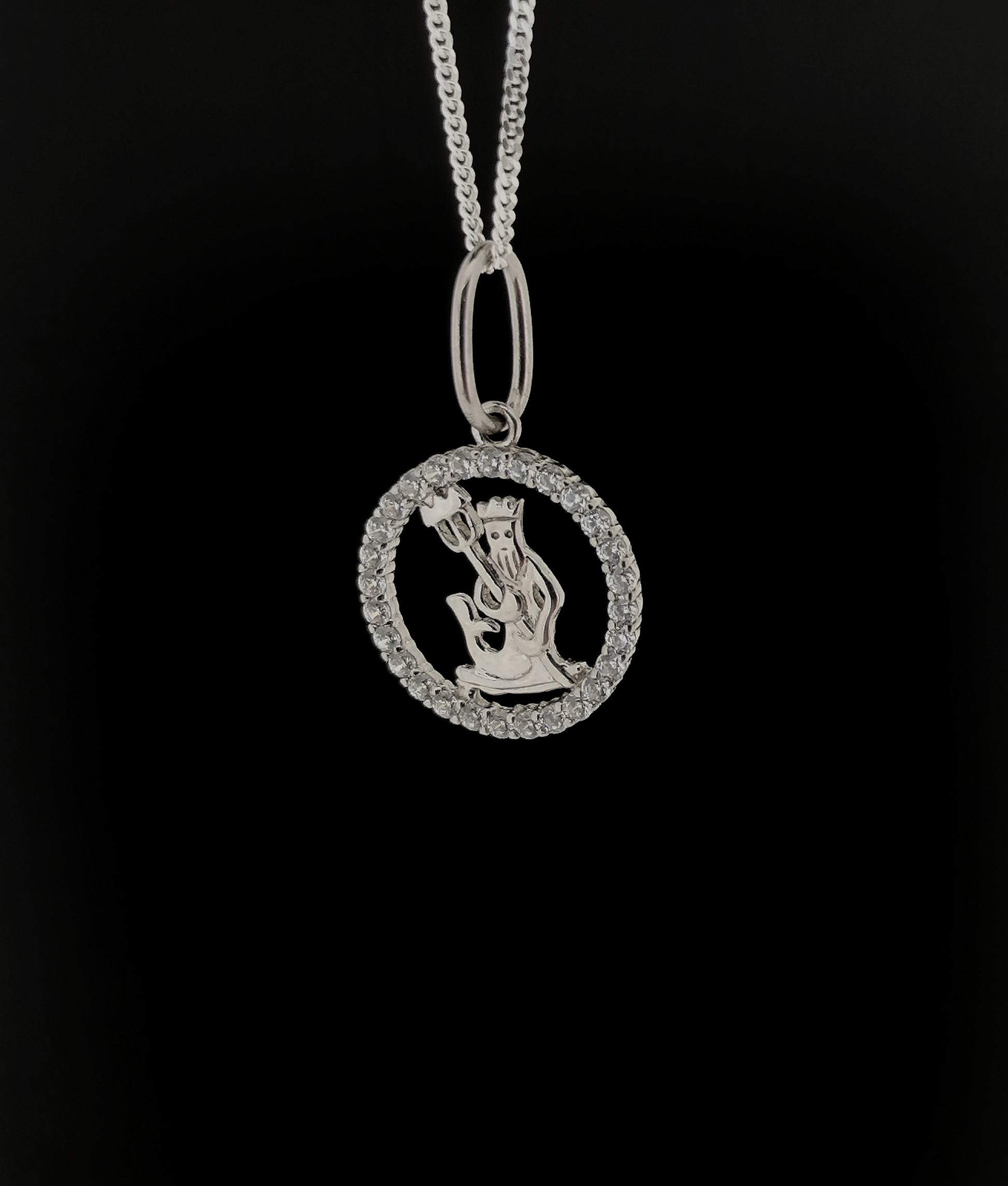 Sterling Silver Aquarius Zodiac Star Sign Astrology Symbol Pendant Necklace January February Birthday 