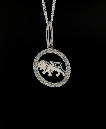 Women's Sterling Silver Leo Zodiac Star Sign Astrology Symbol Pendant Necklace July August 