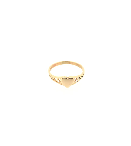 Ladies Solid 9ct Yellow Gold Heart Signet Ring