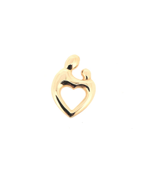 Solid 9ct Yellow Gold Mother and Child heart shape pendant 