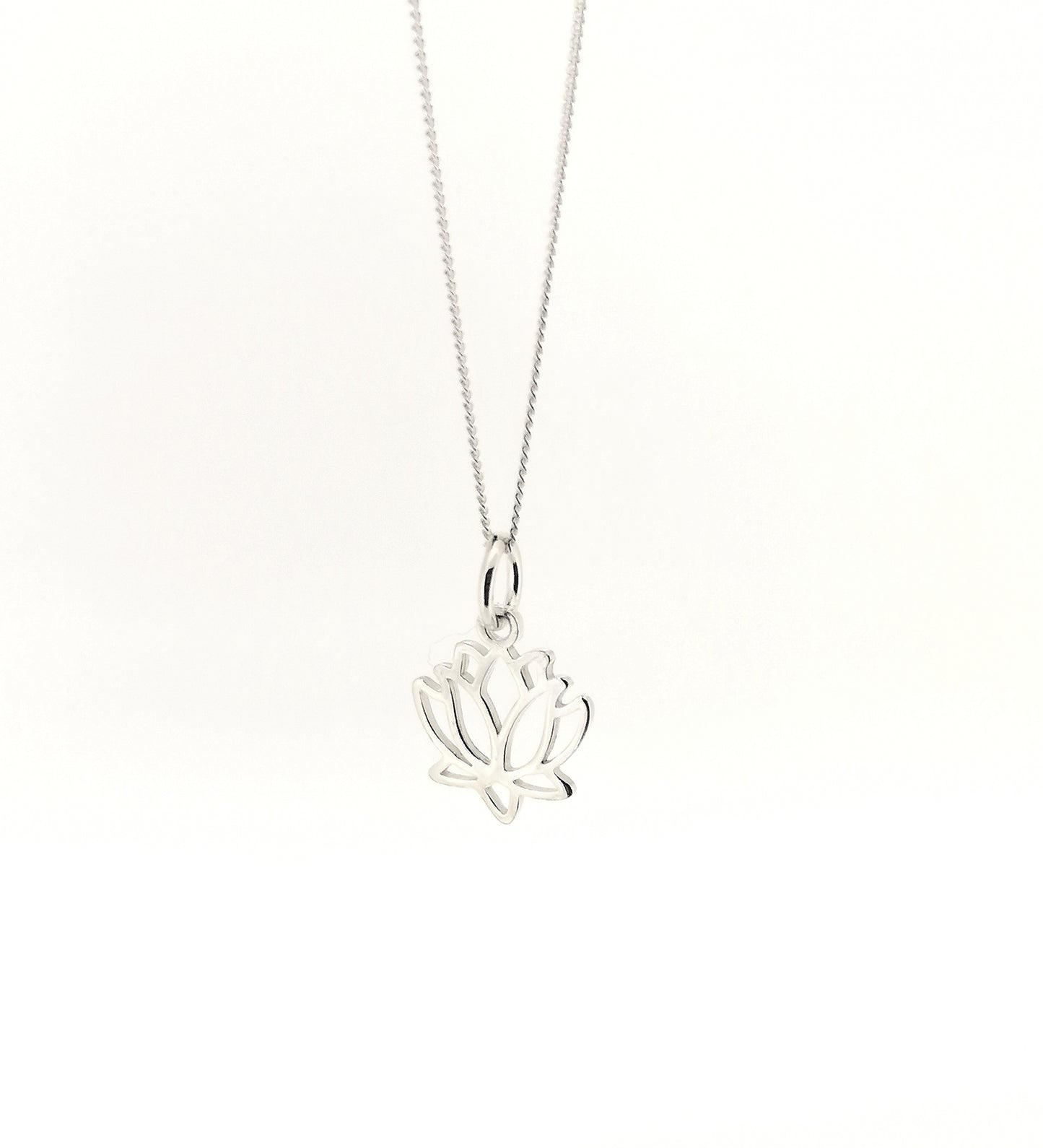 Ladies Lotus Flower Pendant Necklace Sterling Silver