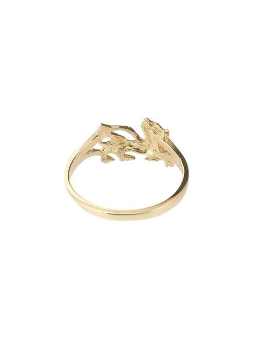 Solid 9ct Yellow Gold Welsh Dragon Ring Womens Mens Welsh Jewellery