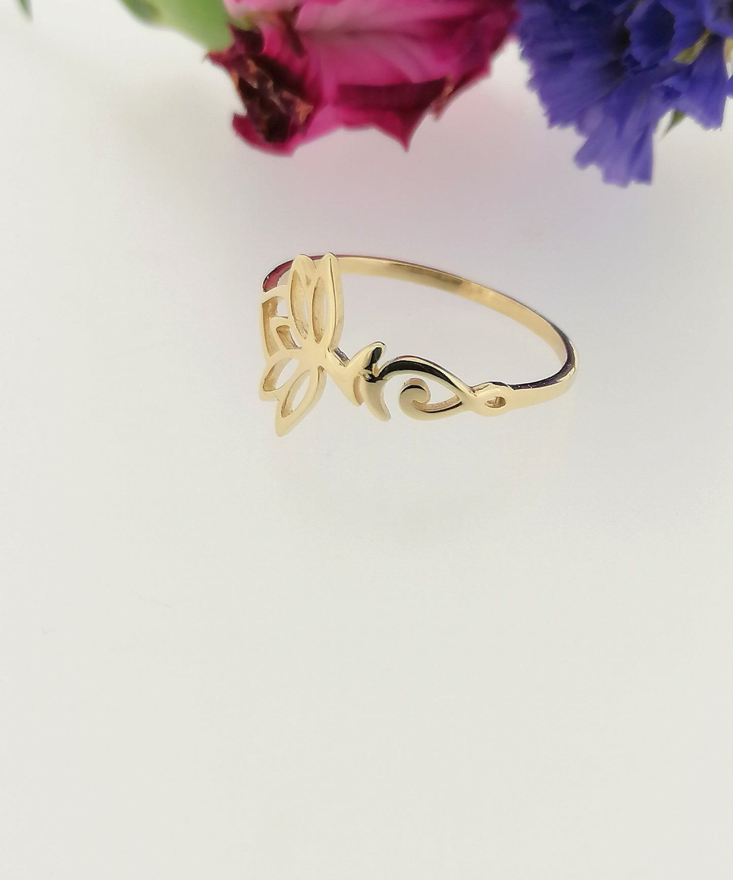 Lotus Flower Ring 9ct Yellow Gold