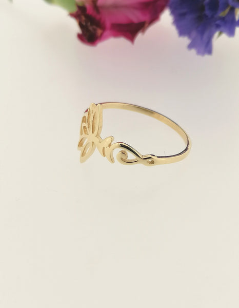 Lotus Flower Ring 9ct Yellow Gold