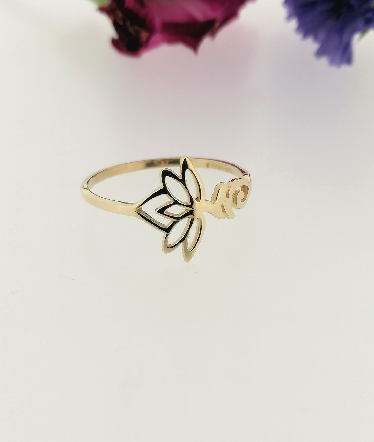 Lotus Flower Ring 9ct Yellow Gold