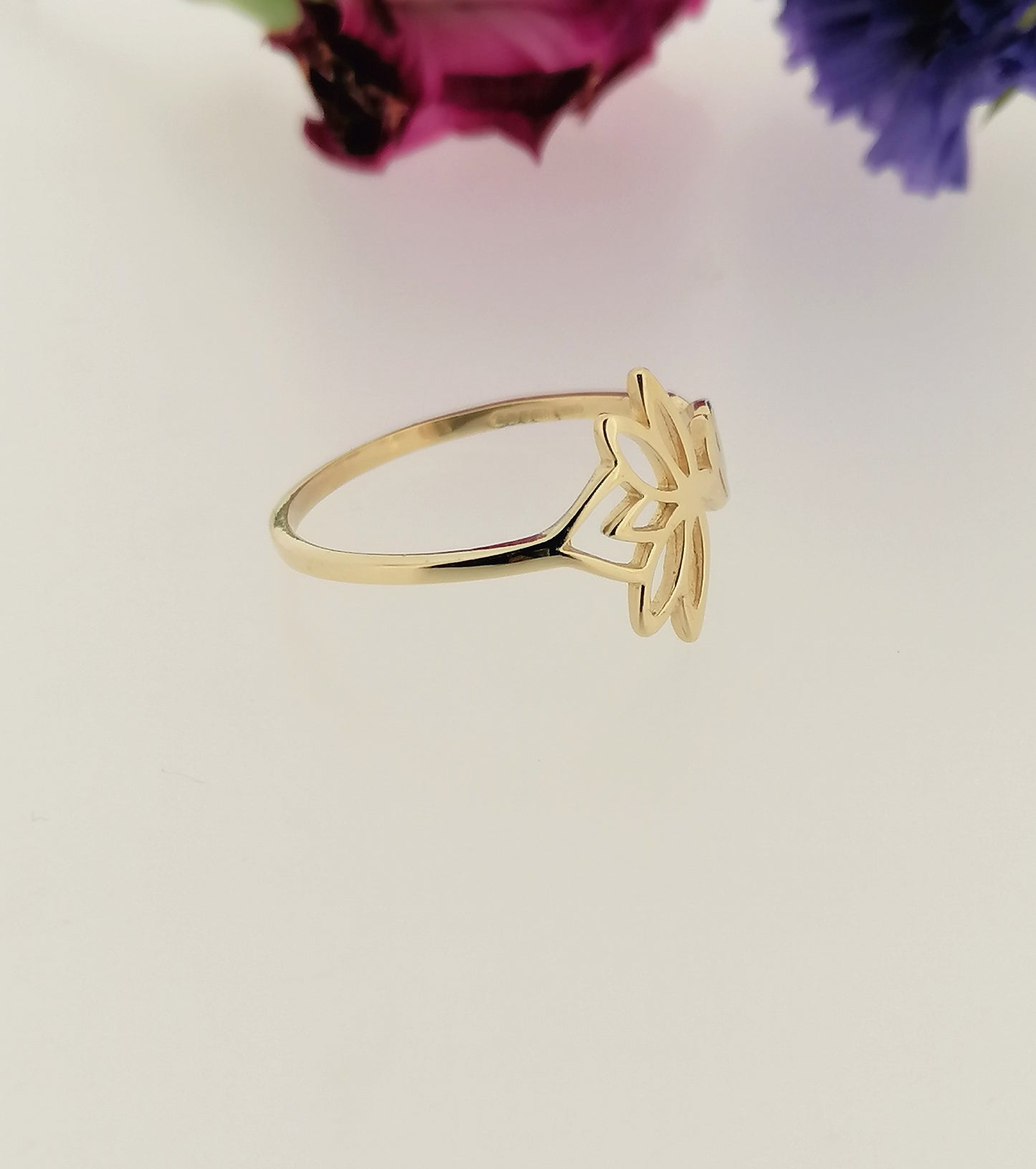 Lotus Flower Ring 9ct Yellow Gold
