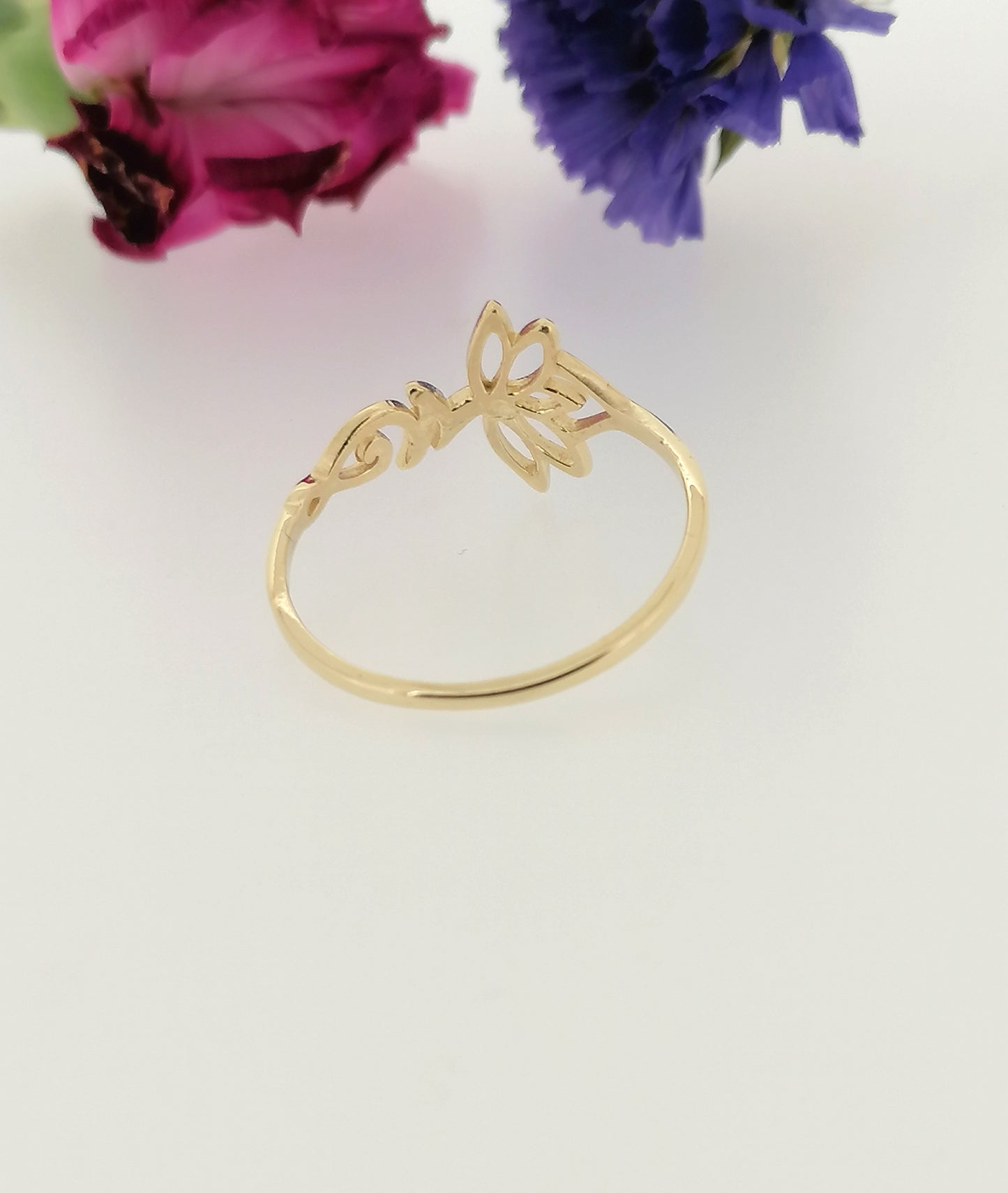 Lotus Flower Ring 9ct Yellow Gold