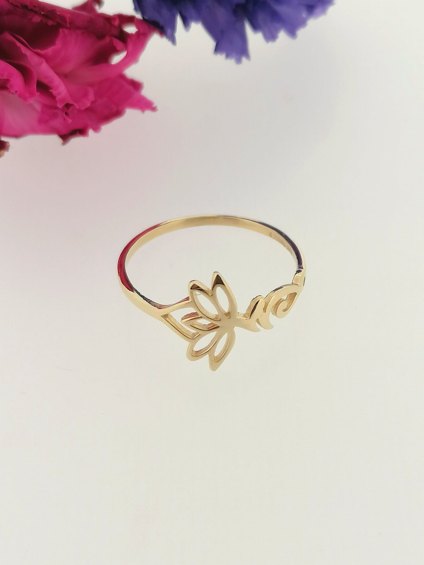 Lotus Flower Ring 9ct Yellow Gold