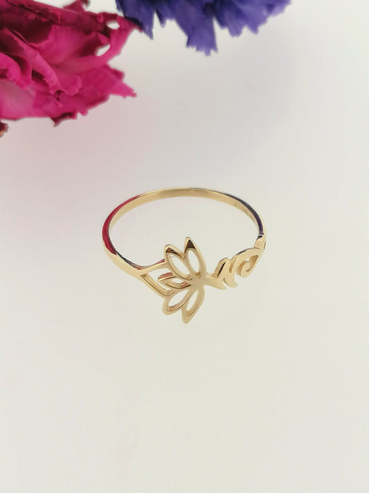 Lotus Flower Ring 9ct Yellow Gold