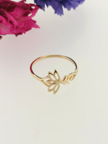 Lotus Flower Ring 9ct Yellow Gold