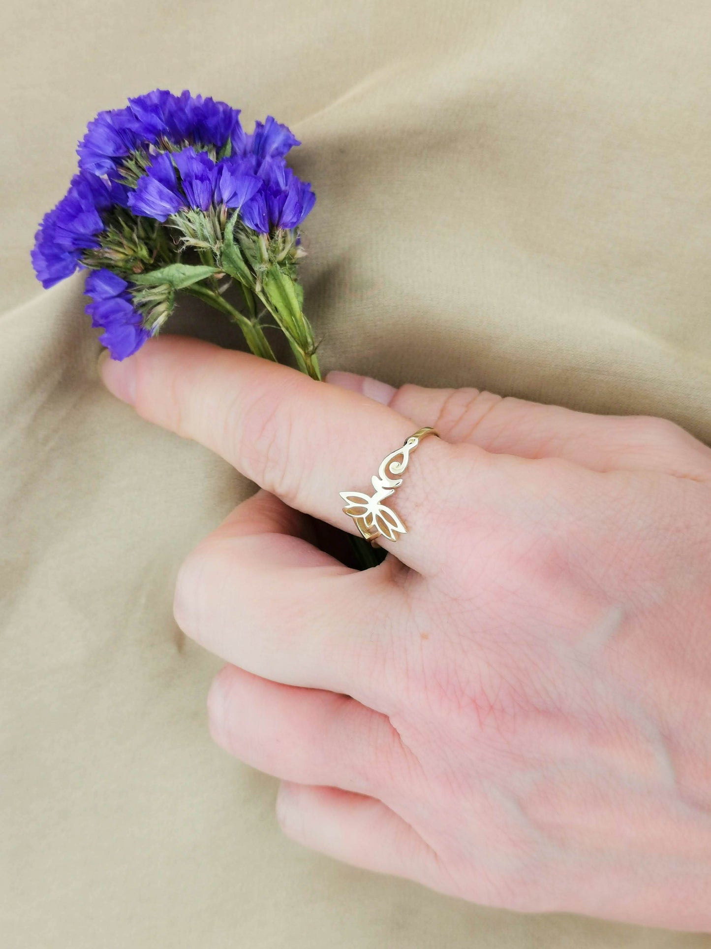 Lotus Flower Ring 9ct Yellow Gold