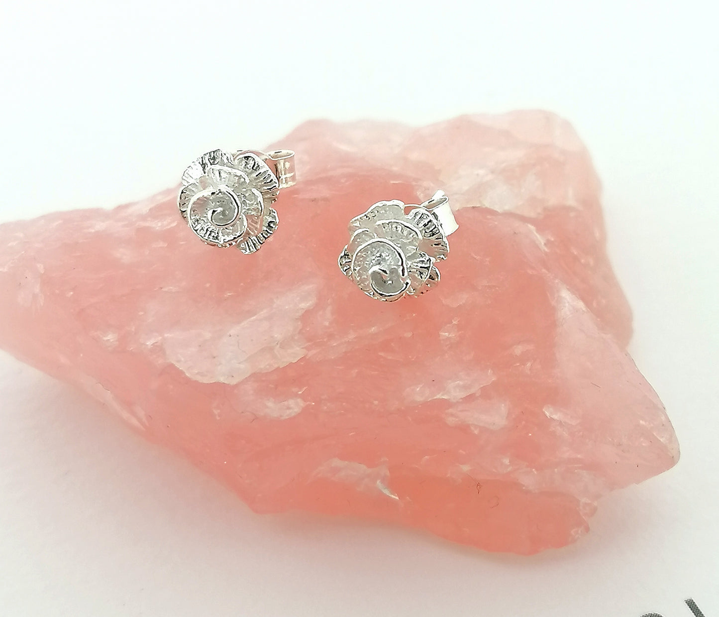 Rose Flower Stud Earrings Sterling Silver