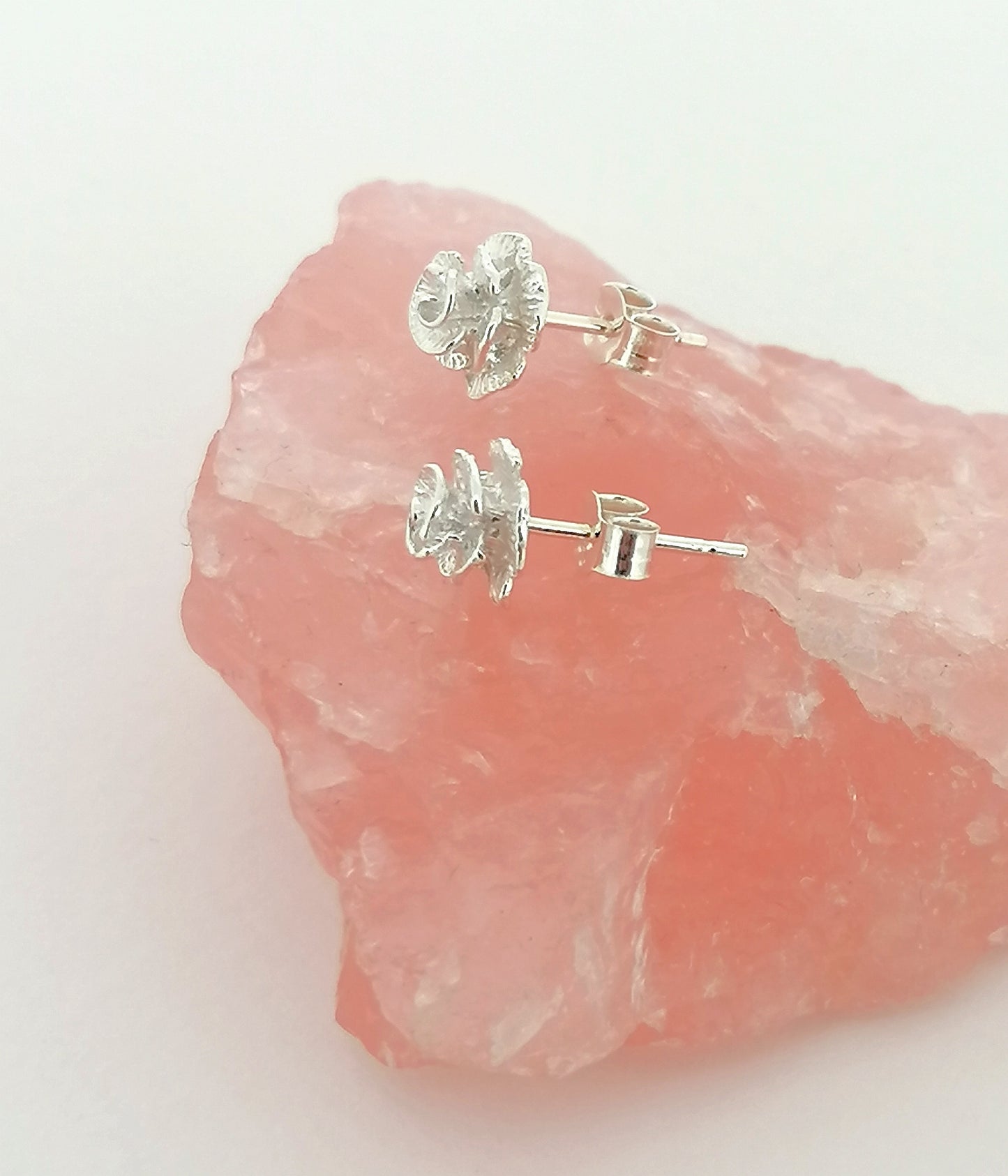 Rose Flower Stud Earrings Sterling Silver