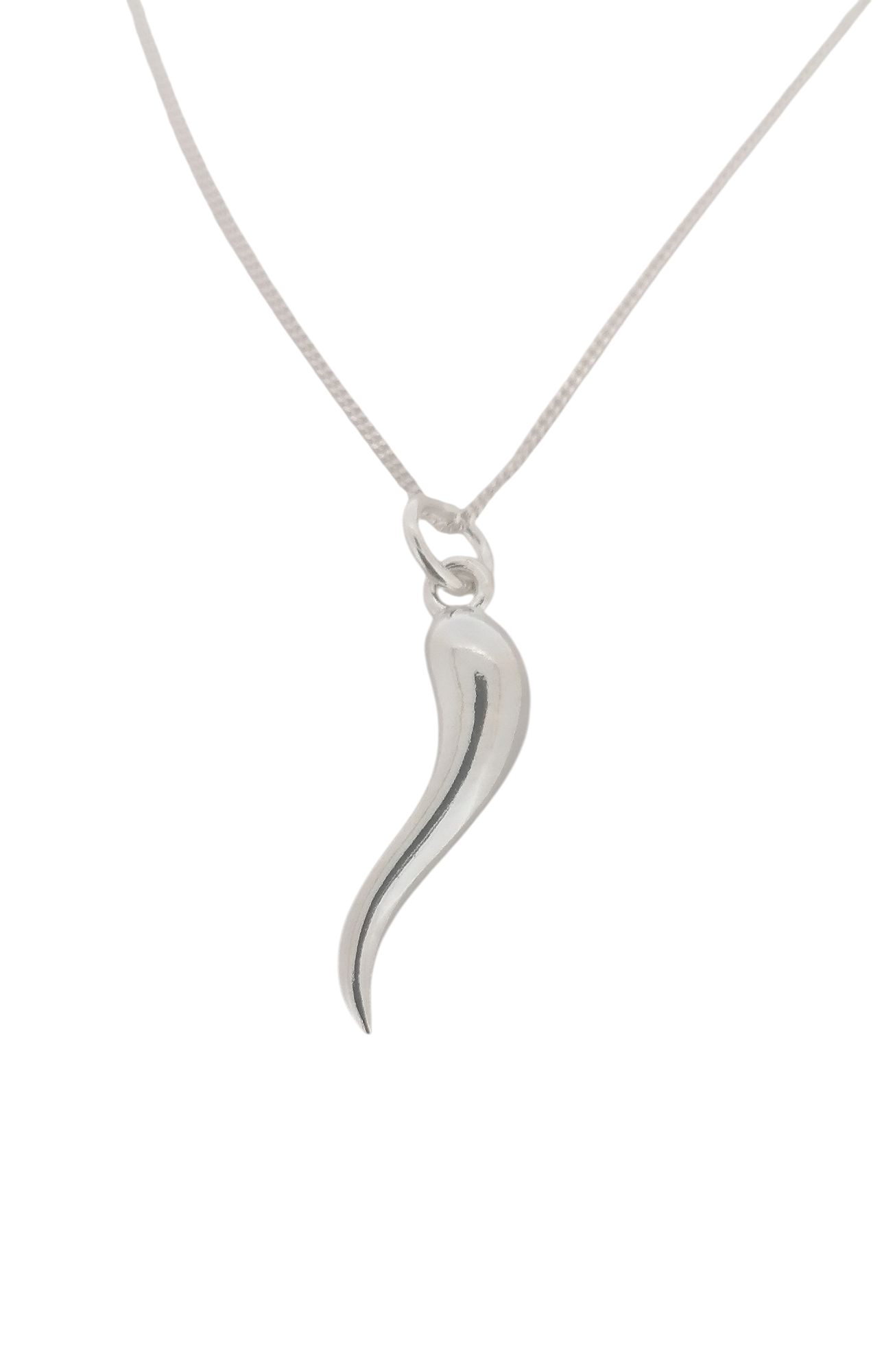 Neapolitan Cornicello Italian Lucky Charm Corno Pendant Sterling Silver