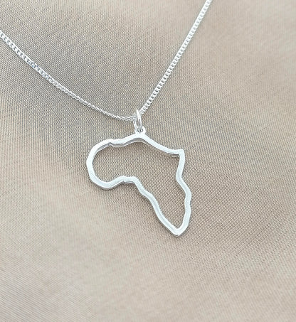 Outline Map of Africa Necklace Sterling Silver Jewellery