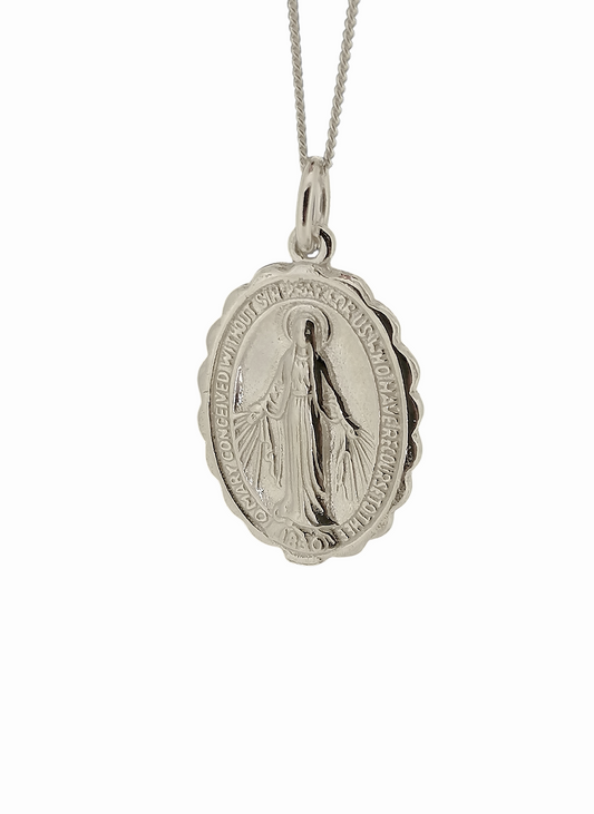 Miraculous Mary Medal Pendant Sterling Silver