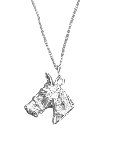 Men's Horse Head Pendant Sterling Silver Necklace Symbol of Wealth Power Determination and Endurance