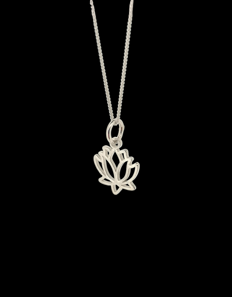 Sterling Silver Lotus Flower Pendant Necklace