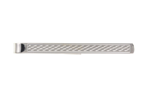 Men's Solid Sterling Silver Patterned Design Engine Turned Tie Slide Gift For Him Tie Pin
