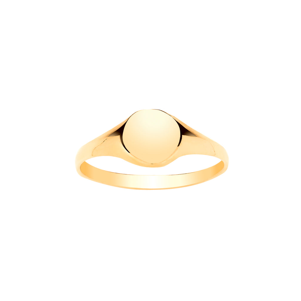 Women's Solid 9ct Yellow Gold Dainty Minimal Round Signet Ring
