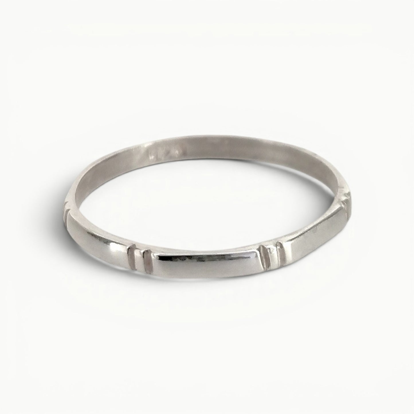 Sterling silver bamboo style slim 2mm wide band stacking ring