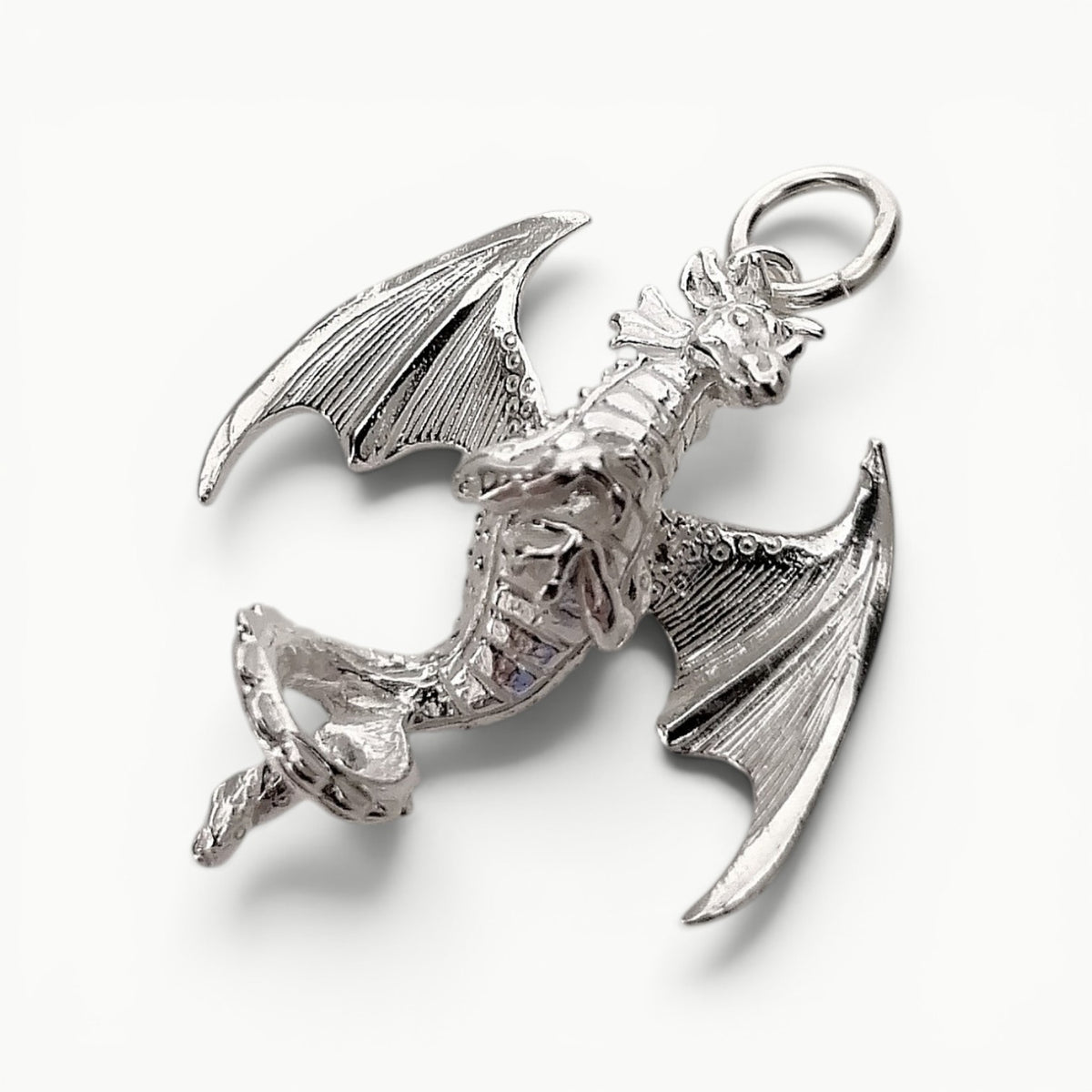 Sterling silver dragon charm pendant 