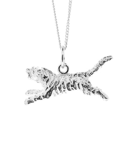 Men's Tiger Pendant necklace Sterling silver Symbol of Strength Power Courage 