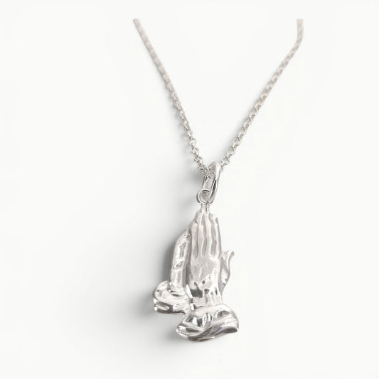 Praying Hands Pendant Sterling Silver