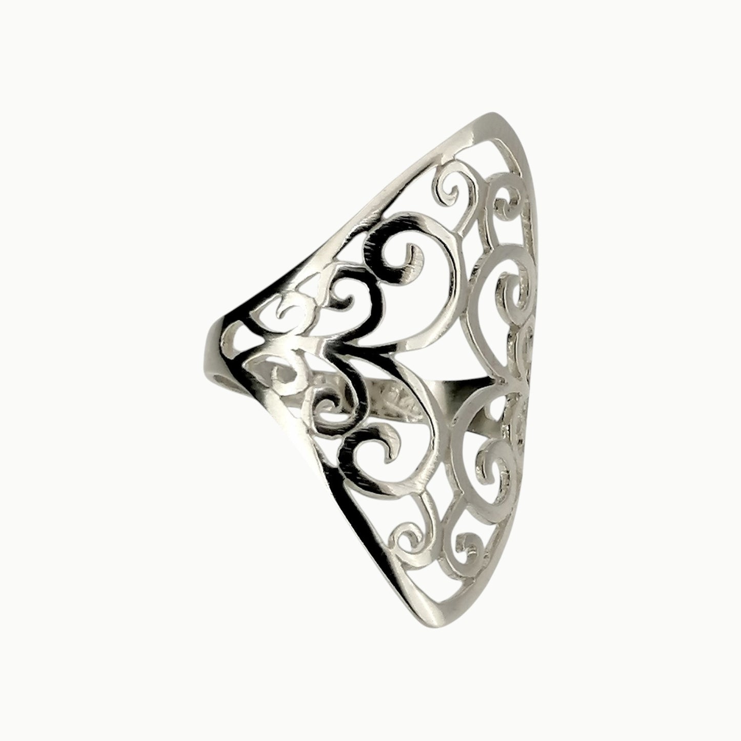 Filigree Design Dress Ring Sterling Silver