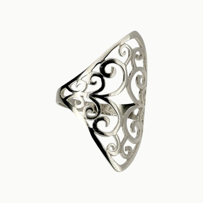 Filigree Design Dress Ring Sterling Silver
