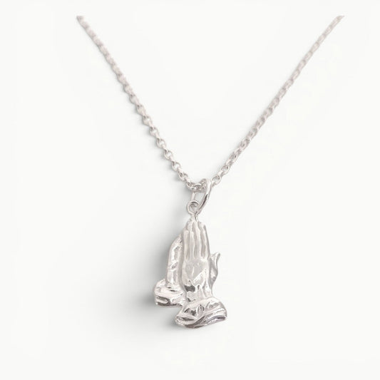 Praying Hands Pendant Sterling Silver