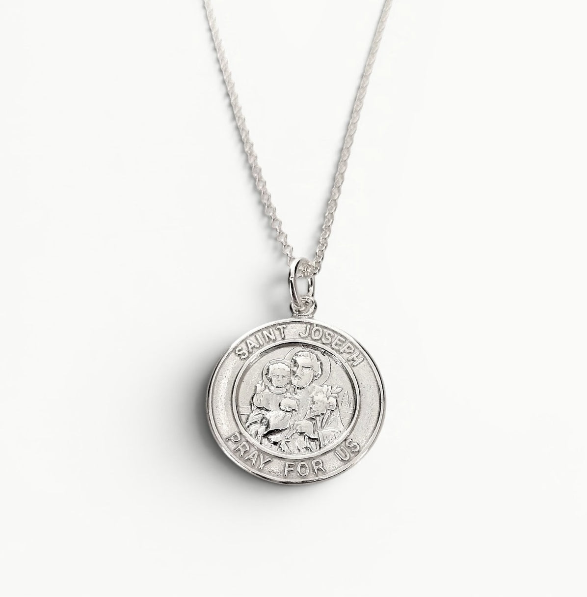 Saint Joseph Medal Pendant Sterling Silver