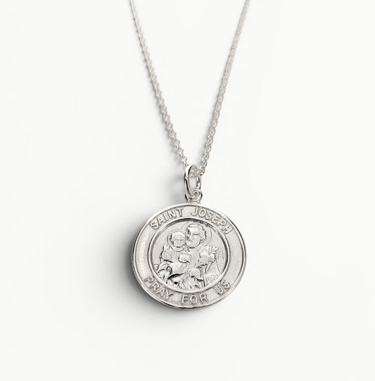 Saint Joseph Medal Pendant Sterling Silver