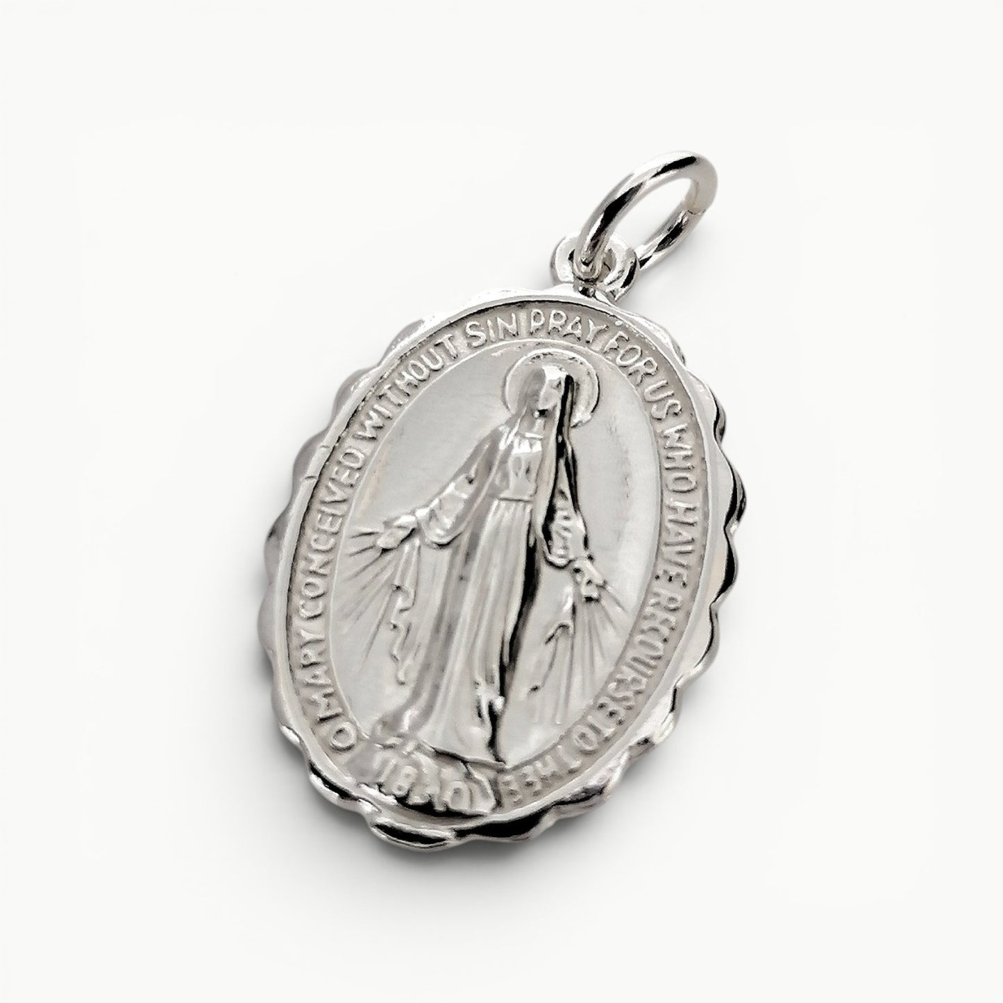 Miraculous Mary Medal Pendant Sterling Silver