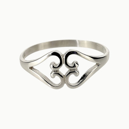 Kissing Hearts Promise Ring Sterling Silver