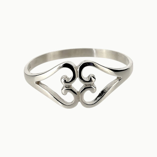 Kissing Hearts Promise Ring Sterling Silver