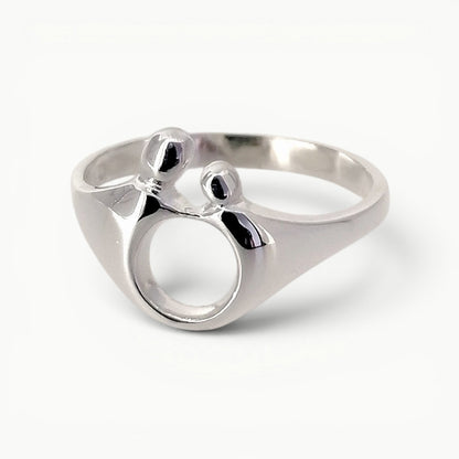 Sterling silver Mother and Child ring with a highly polished finish 