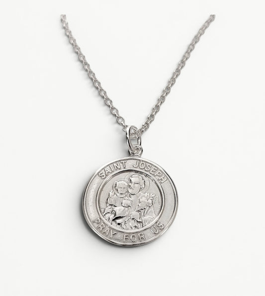 Saint Joseph Medal Pendant Sterling Silver