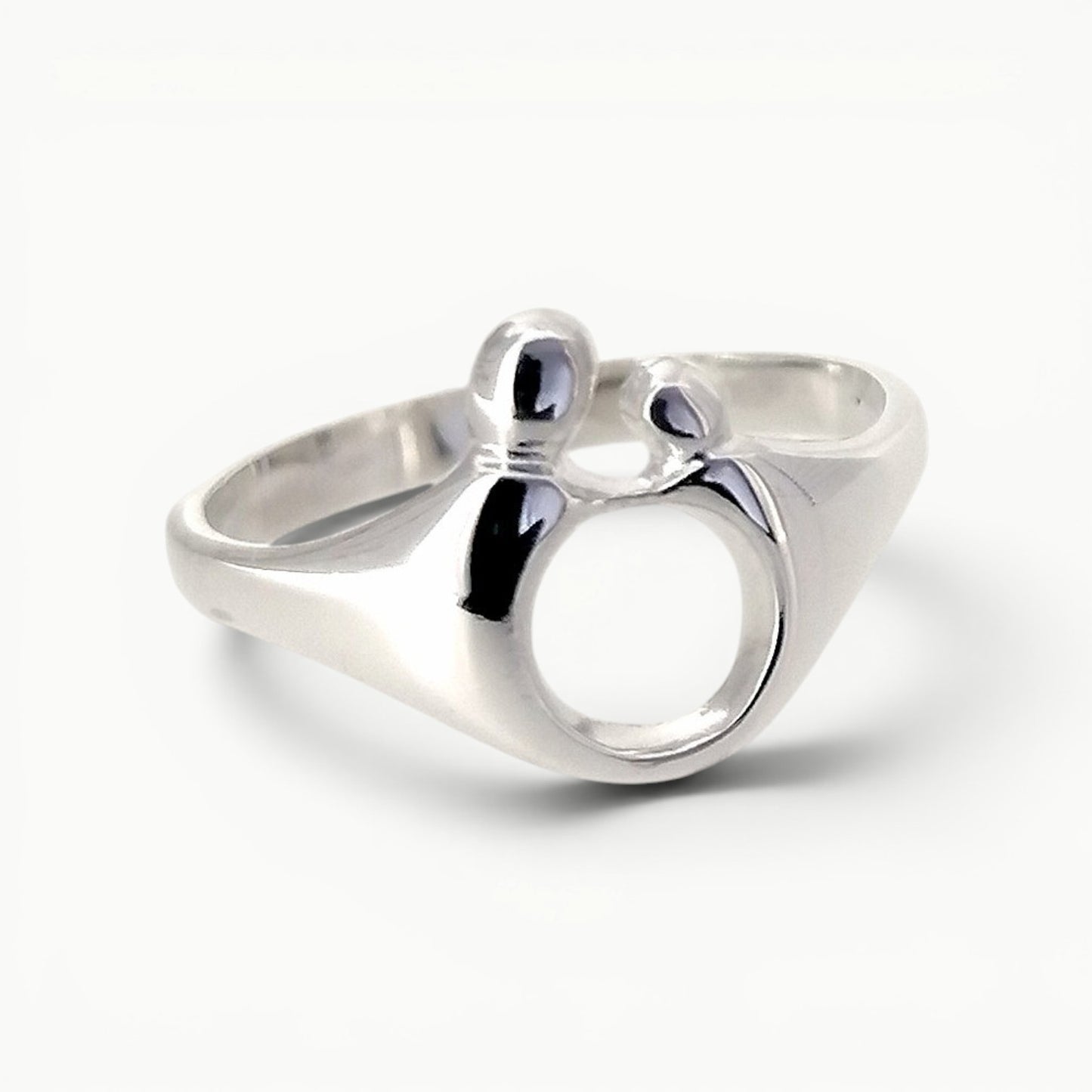 Mother and Child ring in sterling silver with a polished finish 