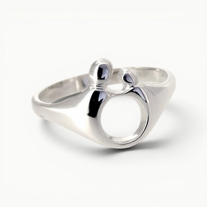 Mother and Child ring in sterling silver with a polished finish 