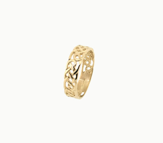 9ct yellow gold Celtic infinity knot band ring for women and men